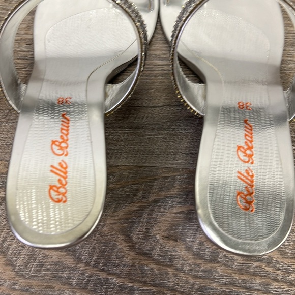 NEW Belle Beaur Women’s Sparkly Diamanté Toe Ring Wedge Heels Size 38/ 7.5 - Picture 4 of 7